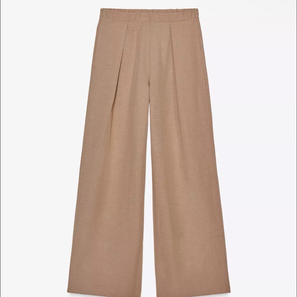 Zara Tan Wide-Leg Women's Pants